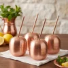 El yapımı bakır ürün — Bakır Apple Cocktail Pipetli Düz 250 ml 4'lü Takım Kırmızı — soğuk içecek servisi — BakırBul