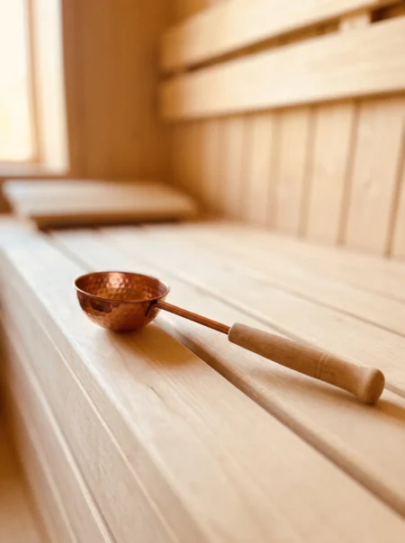 El yapımı bakır kepçe — Bakır Sauna Kepçesi — sauna ve banyo kullanımı — BakırBul