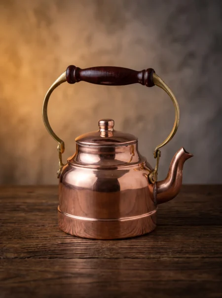 cayyolu-demlik-ahsap-kulp-duz-kirmizi-bb1974-1-sahne-1 El yapımı bakır ürün — Çayyolu Bakır Demlik Ahşap Kulp Düz Kırmızı — çay demleme ve servis — BakırBul