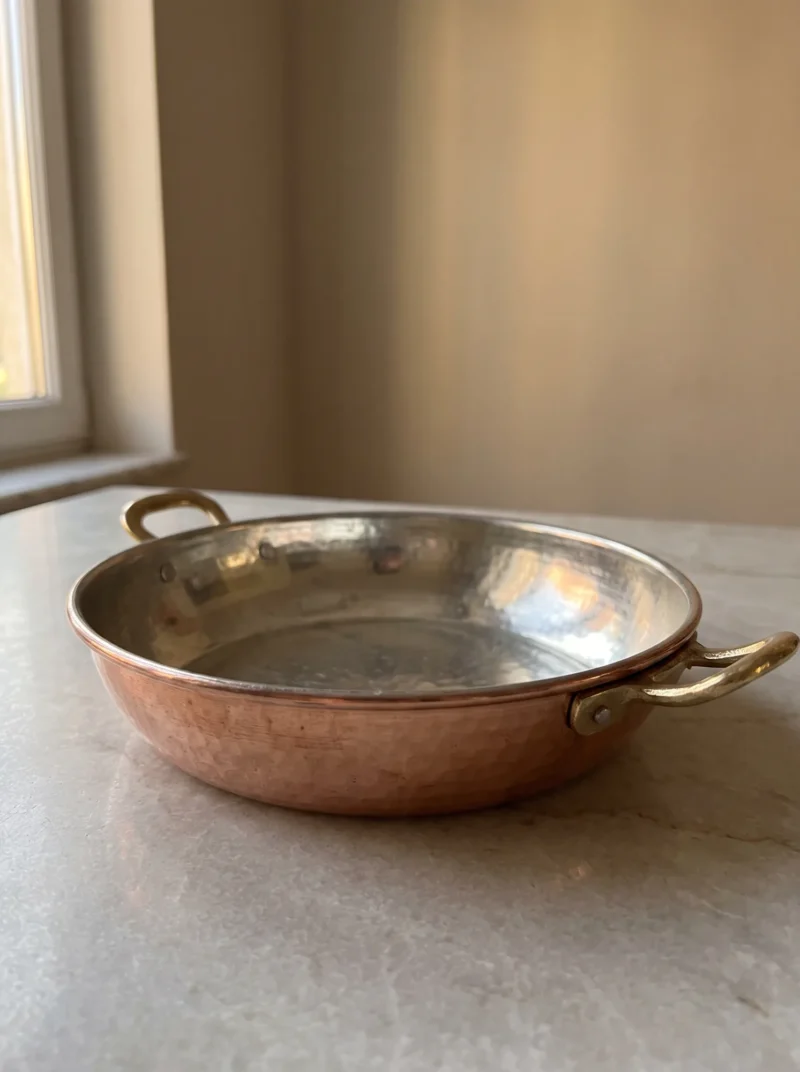 El yapımı bakır tava — Çelebi Bakır Tava 5 No 22 cm El Dövme Kırmızı — kızartma ve kavurma — BakırBul