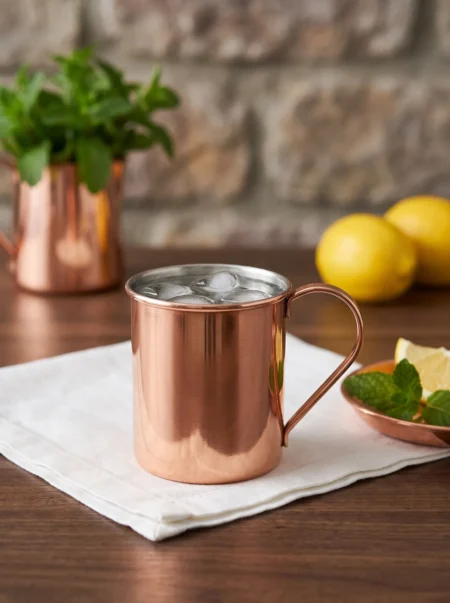 El yapımı bakır bardak — Cup Bakır Bardak 1 No Düz 330 ml Kırmızı — soğuk içecek servisi — BakırBul