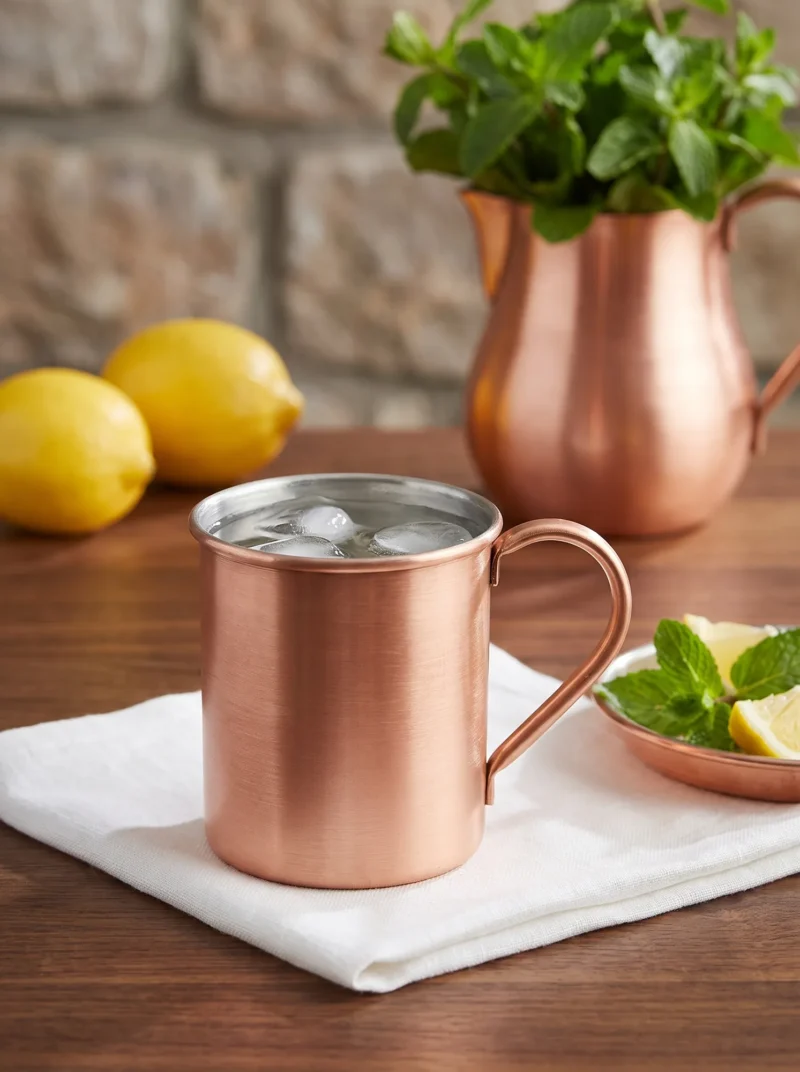 El yapımı bakır bardak — Cup Bakır Bardak 1 No Düz 330 ml Skoç — soğuk içecek servisi — BakırBul