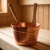 El yapımı bakır kova — Bakır Göçek Sauna Kovası Kepçeli Takım Makine Dövme Kırmızı — sauna ve banyo kullanımı — BakırBul