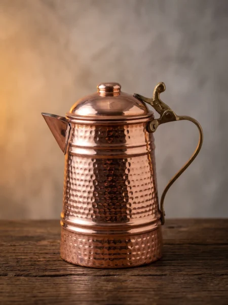 hanimeli-sutluk-el-dovme-kirmizi-bb4809-1-sahne-1 El yapımı bakır ürün — Bakır Hanımeli Sütlük El Dövme Kırmızı — sıcak süt servisi — BakırBul
