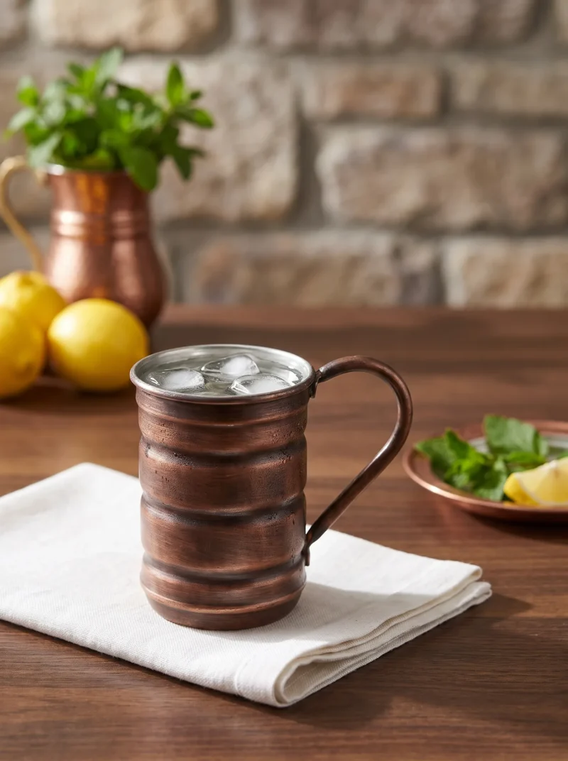 El yapımı bakır bardak — İskoç Bakır Bardak Düz 380 ml Oksit — soğuk içecek servisi — BakırBul