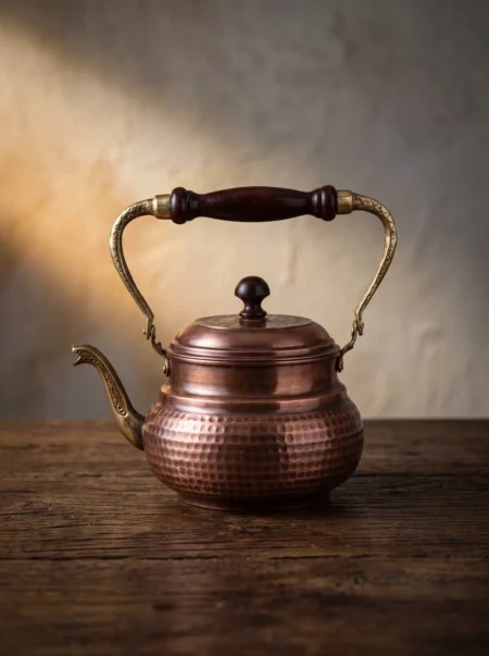 italyan-demlik-el-dovme-oksit-bb1961-3-sahne-1 El yapımı bakır ürün — İtalyan Bakır Demlik El Dövme Oksit — çay demleme ve servis — BakırBul