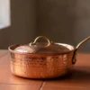 El yapımı bakır tencere — Karnıyarık Bakır Tencere Tek Kulp 1 No 16 cm El Dövme Kırmızı — yemek pişirme ve sofrada servis — BakırBul
