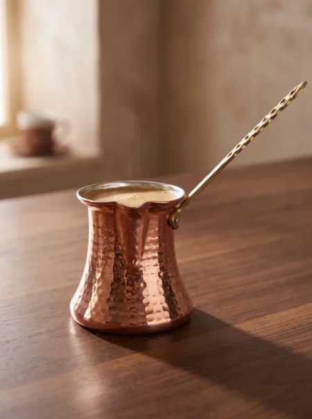 kervan-cezve-5-no-kalin-6-fincan-makine-dovme-kirmizi-bb1221-1-sahne-1 El yapımı bakır cezve — Kervan Bakır Cezve 5 No Kalın 6 Fincan Makine Dövme Kırmızı — Türk kahvesi pişirme ve servisi — BakırBul