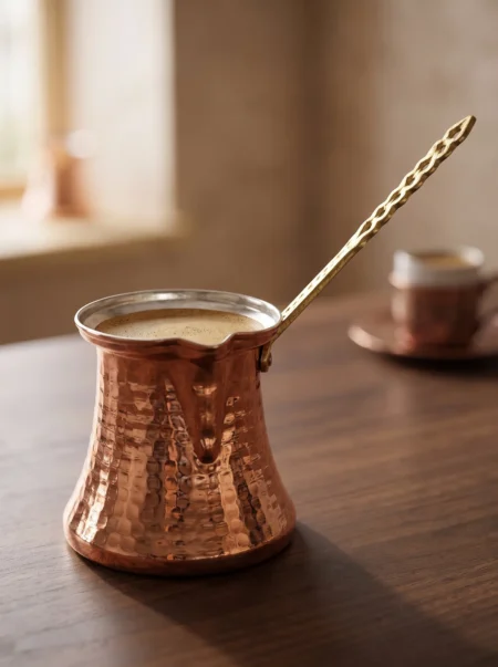 kervan-cezve-7-no-ince-7-fincan-makine-dovme-kirmizi-bb1259-1-sahne-1 El yapımı bakır cezve — Kervan Bakır Cezve 7 No İnce 7 Fincan Makine Dövme Kırmızı — Türk kahvesi pişirme ve servisi — BakırBul