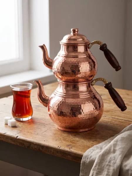 klasik-caydanlik-1-no-ince-el-dovme-kirmizi-bb1964-1-sahne-1 El yapımı bakır çaydanlık — Klasik Bakır Çaydanlık 1 No İnce El Dövme Kırmızı — çay demleme ve servis — BakırBul