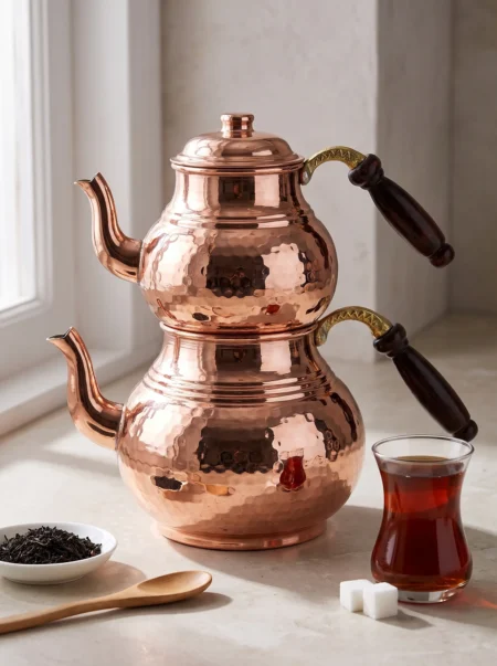 klasik-caydanlik-2-no-ince-el-dovme-kirmizi-bb1953-1-sahne-1 El yapımı bakır çaydanlık — Klasik Bakır Çaydanlık 2 No İnce El Dövme Kırmızı — çay demleme ve servis — BakırBul