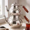 El yapımı bakır çaydanlık — Klasik Bakır Çaydanlık 2 No İnce El Dövme Nikel — çay demleme ve servis — BakırBul