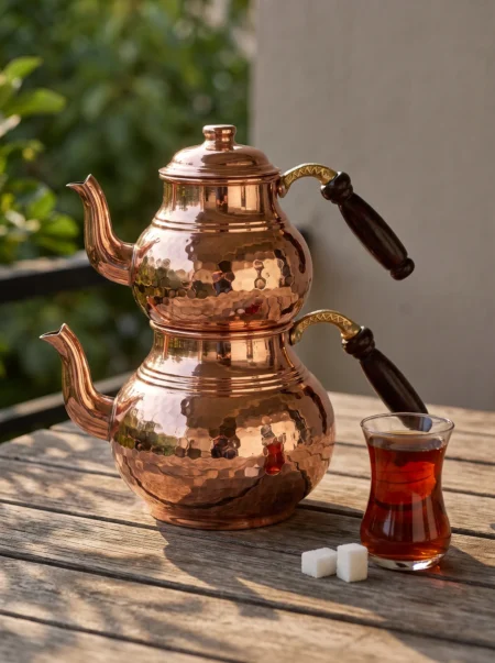 klasik-caydanlik-2-no-kalin-el-dovme-kirmizi-bb1951-1-sahne-1 El yapımı bakır çaydanlık — Klasik Bakır Çaydanlık 2 No Kalın El Dövme Kırmızı — çay demleme ve servis — BakırBul