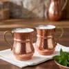 El yapımı bakır maşrapa — Kordonlu Bakır Maşrapa Makine Dövme 250 ml 2'li Takım Kırmızı — ayran ve soğuk içecek servisi — BakırBul