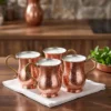 El yapımı bakır maşrapa — Kordonsuz Bakır Maşrapa El Dövme 300 ml 4'lü Takım Kırmızı — ayran ve soğuk içecek servisi — BakırBul