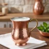El yapımı bakır maşrapa — Kordonsuz Bakır Maşrapa El Dövme 300 ml Kırmızı — ayran ve soğuk içecek servisi — BakırBul