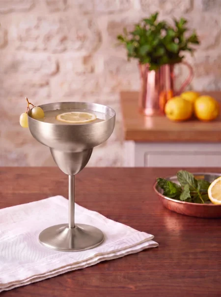 El yapımı bakır kadeh — Margarita Bakır Kadeh Düz 450 ml Nikel — soğuk içecek ve şerbet servisi — BakırBul