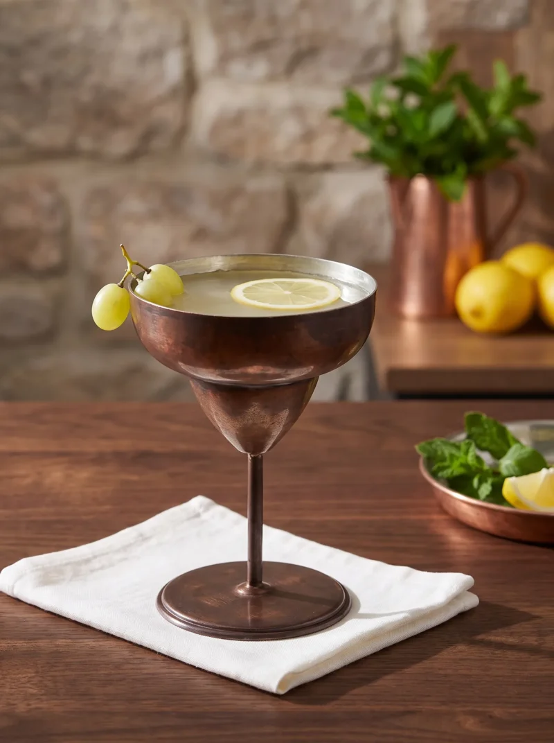 El yapımı bakır kadeh — Margarita Bakır Kadeh Düz 450 ml Oksit — soğuk içecek ve şerbet servisi — BakırBul