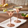 El yapımı bakır kadeh — Martini Bakır Kadeh Düz 250 ml 2'li Takım Kırmızı — soğuk içecek ve şerbet servisi — BakırBul