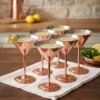 El yapımı bakır kadeh — Martini Bakır Kadeh Düz 250 ml 6'lı Takım Kırmızı — soğuk içecek ve şerbet servisi — BakırBul