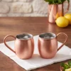 El yapımı bakır bardak — Moscow Mule Bakır Bardak Düz 500 ml 2'li Takım Skoç — soğuk içecek servisi — BakırBul