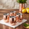El yapımı bakır bardak — Moscow Mule Bakır Bardak Düz 500 ml 4'lü Takım Kırmızı — soğuk içecek servisi — BakırBul