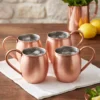 El yapımı bakır bardak — Moscow Mule Bakır Bardak Düz 500 ml 4'lü Takım Skoç — soğuk içecek servisi — BakırBul