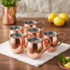 El yapımı bakır bardak — Moscow Mule Bakır Bardak Düz 500 ml 6'lı Takım Kırmızı — soğuk içecek servisi — BakırBul