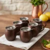 El yapımı bakır bardak — Moscow Mule Bakır Bardak Düz 500 ml 6'lı Takım Oksit — soğuk içecek servisi — BakırBul