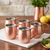 El yapımı bakır bardak — Moscow Mule Bakır Bardak Düz 500 ml 6'lı Takım Skoç — soğuk içecek servisi — BakırBul