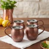 El yapımı bakır bardak — Moscow Mule Bakır Bardak El Dövme 500 ml 4'lü Takım Oksit — soğuk içecek servisi — BakırBul