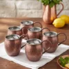 El yapımı bakır bardak — Moscow Mule Bakır Bardak El Dövme 500 ml 6'lı Takım Oksit — soğuk içecek servisi — BakırBul