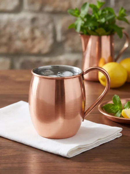 El yapımı bakır bakır ürün — Moscow Mule Bakır Bardak Düz 500 ml Kırmızı — soğuk içecek servisi — BakırBul