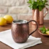 El yapımı bakır bardak — Moscow Mule Bakır Bardak El Dövme 500 ml Oksit — soğuk içecek servisi — BakırBul