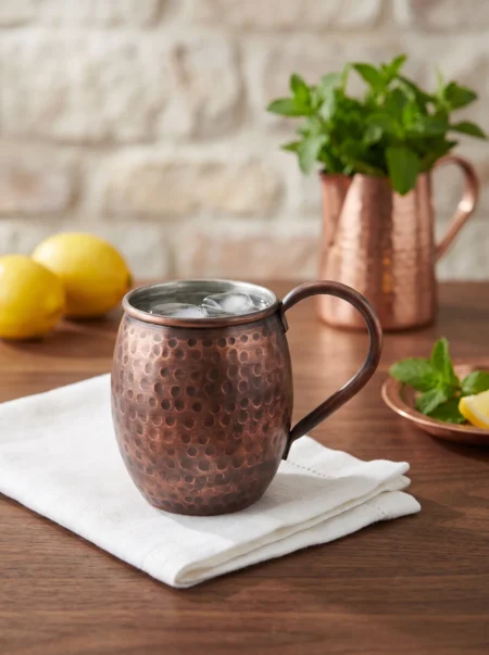 El yapımı bakır bardak — Moscow Mule Bakır Bardak El Dövme 500 ml Oksit — soğuk içecek servisi — BakırBul