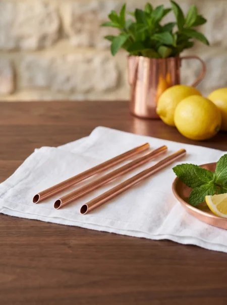 pipet-duz-kirmizi-bb0512-1-sahne-1 El yapımı bakır ürün — Bakır Pipet Düz Kırmızı — soğuk içecek servisi — BakırBul