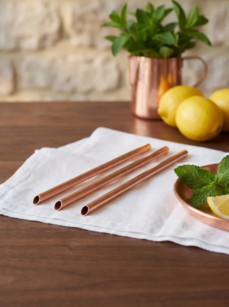 El yapımı bakır ürün — Bakır Pipet Düz Kırmızı — soğuk içecek servisi — BakırBul