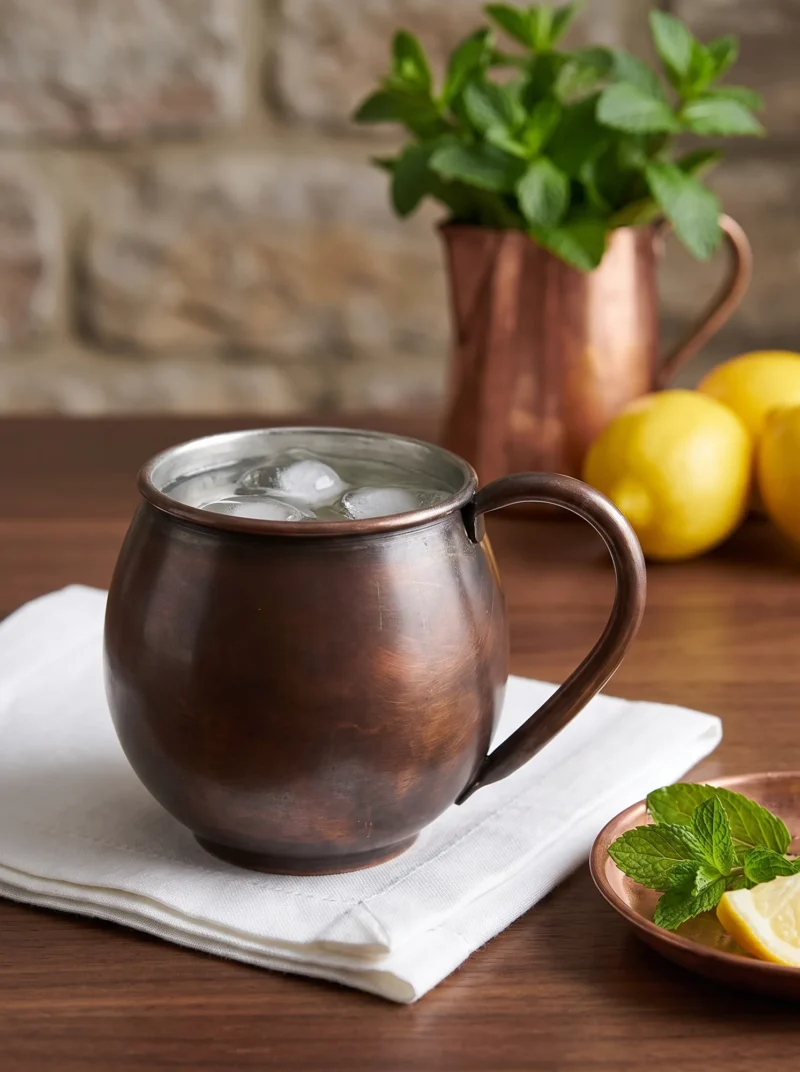El yapımı bakır bakır ürün — Terra Bakır Bardak Düz 580 ml Oksit — soğuk içecek servisi — BakırBul