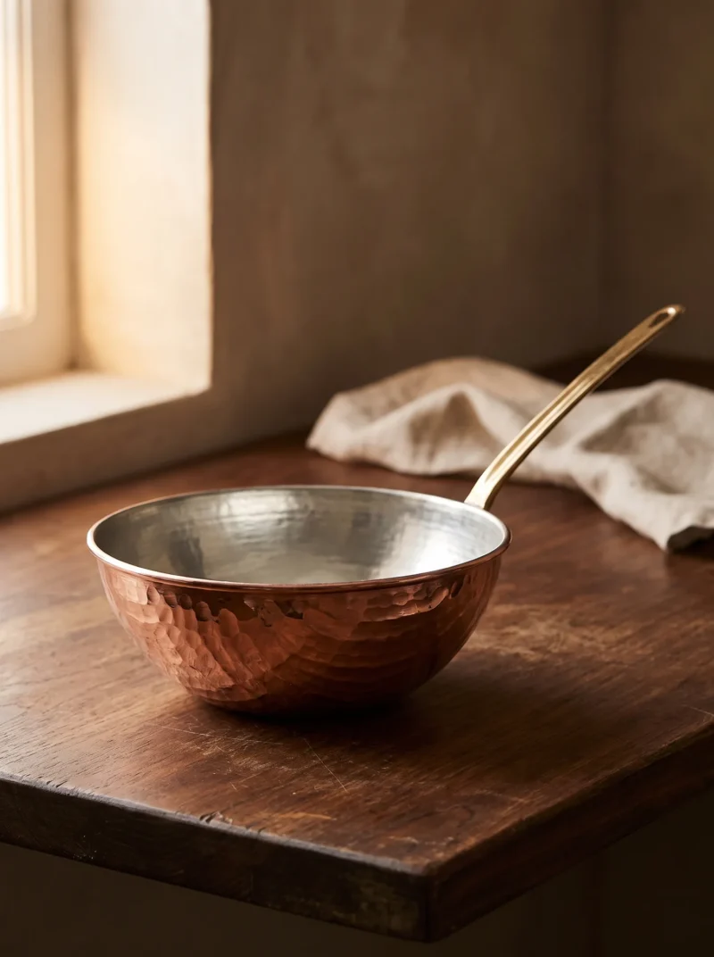 El yapımı bakır tava — Wok Bakır Tava 25 cm Sadece Taban El Dövme Kırmızı — kızartma ve kavurma — BakırBul