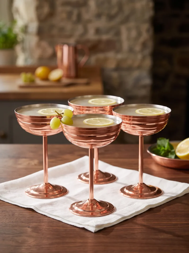 zo-martini-bakir-kadeh-duz-250-ml-4lu-kirmizi-bb0483-41-sahne-1 El yapımı bakır kadeh — Zo-Martini Bakır Kadeh Düz 250 ml 4'lü Kırmızı — soğuk içecek ve şerbet servisi — BakırBul