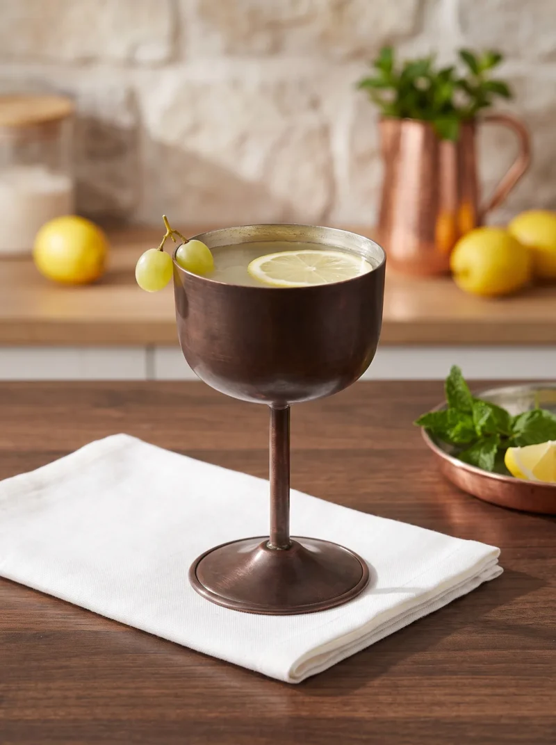 El yapımı bakır kadeh — Zo-Martini Bakır Kadeh Düz 250 ml Oksit — soğuk içecek ve şerbet servisi — BakırBul